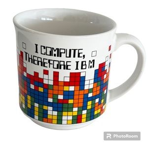 1980s I Compute Therefore IBM Mug Cup Made in Japan Vintage